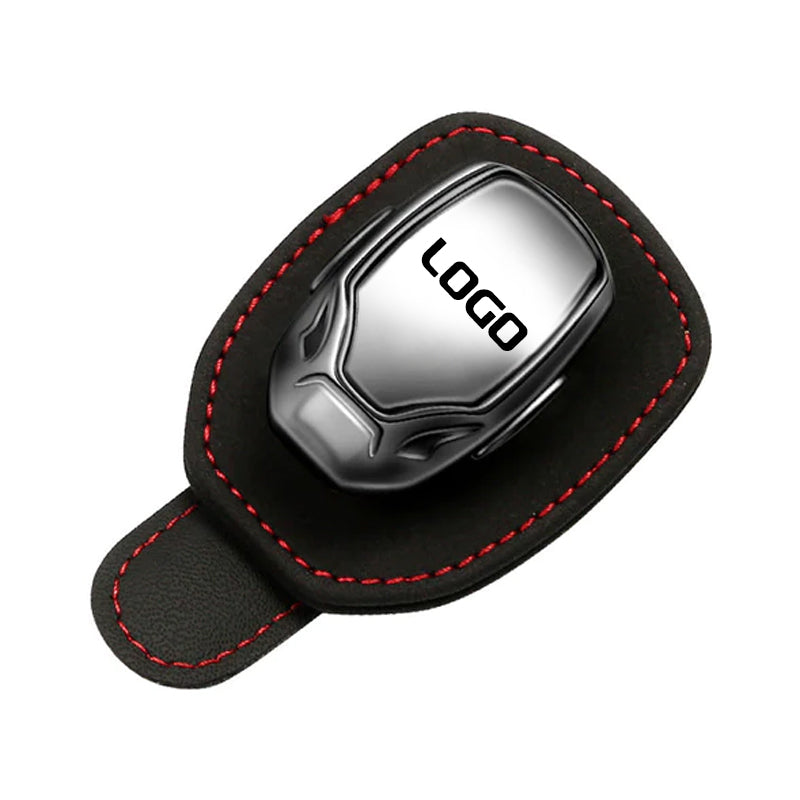 Clip à lunettes multifonctionnel en daim avec le logo de votre voiture